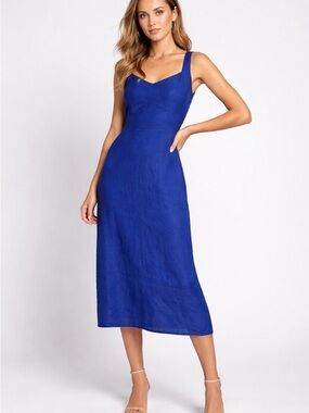 Reformation Linen Blue Midi Sundress size 12 XL